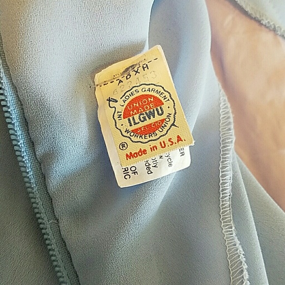 VINTAGE ILGWU BLUE WOMEN DRESS SIZE 12 - Picture 10 of 16